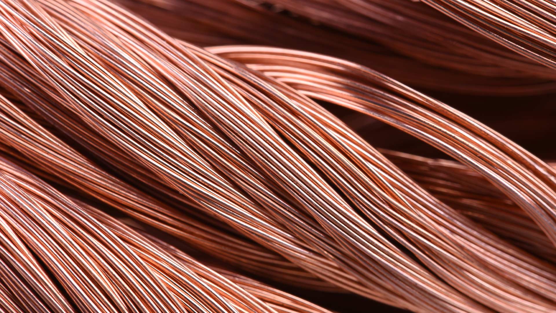 Close up of copper wire strands. 